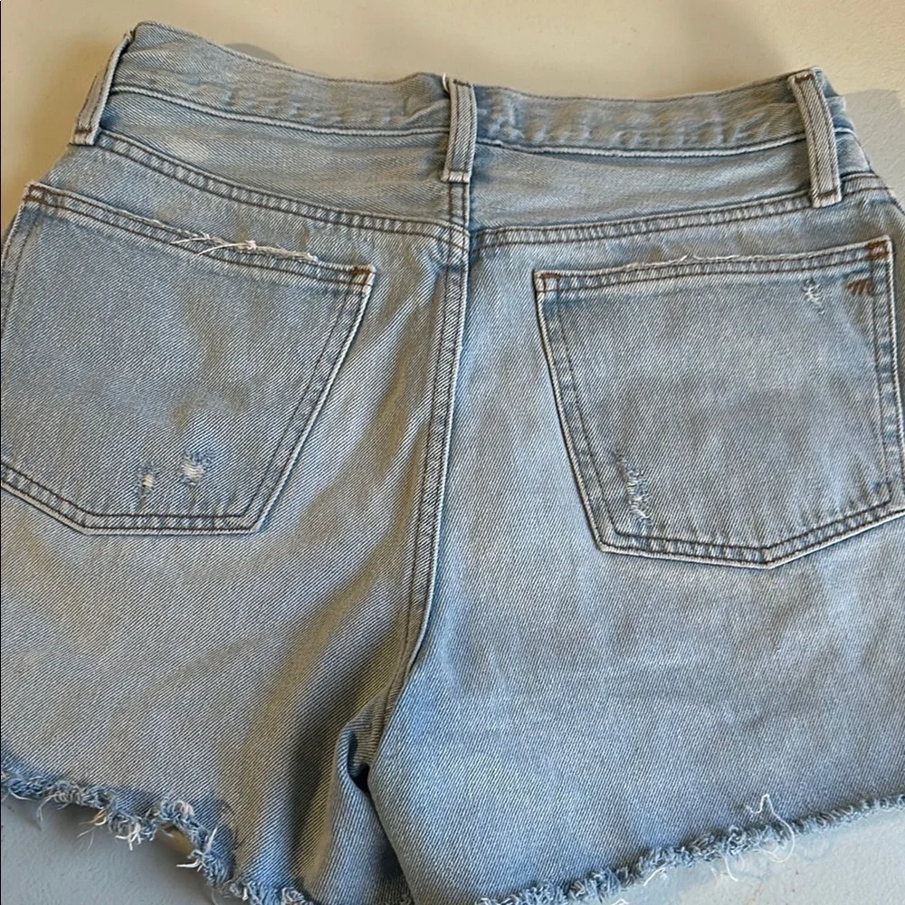 Distressed Light Blue Denim Shorts